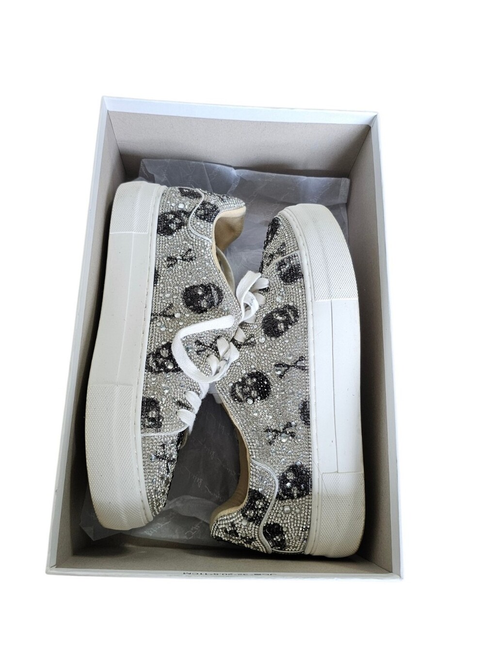 Betsey Johnson Sidny Embellished Silver Skull Low-Top Sneakers for Women - Picture 2 of 7